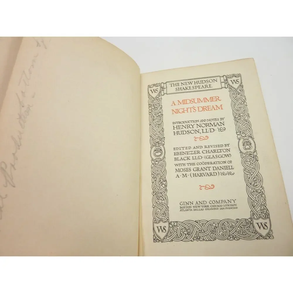 Vintage 1910 The New Hudson Shakespeare Midsummer Nights Dream Hardcover Book